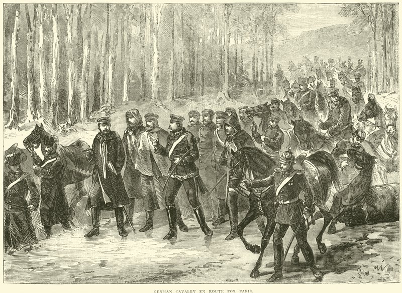 Německá kavalérie na cestě do Paříže, říjen 1870 od English School