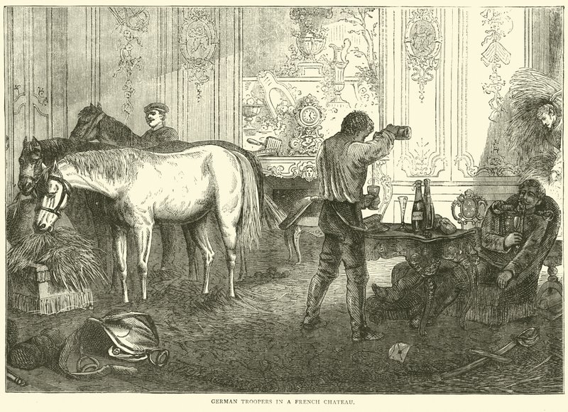 Němečtí vojáci ve francouzském zámku, září 1870 od English School