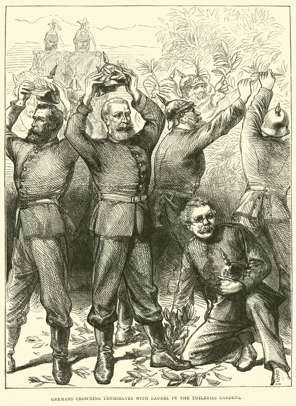Němci se korunují Laurel v Tuileries Gardens, březen 1871 od English School