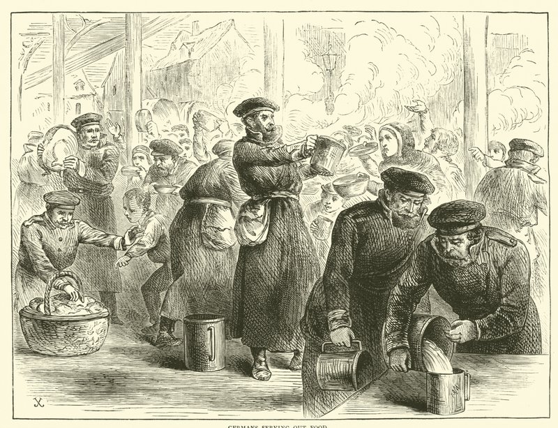 Němci podávající jídlo, leden 1871 od English School