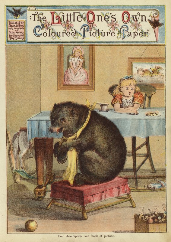 Dívka u stolu s medvědem (chromolitho) od English School
