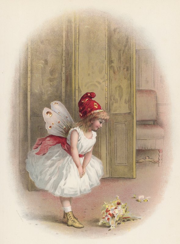 Dívka nebo víla se po představení uklání (chromolitho) od English School