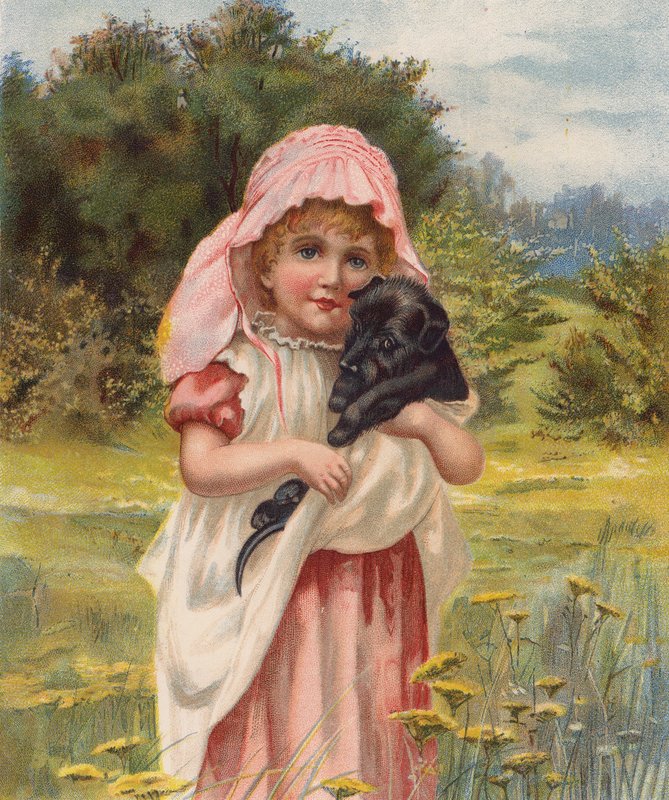 Dívka se štěnětem (chromolit) od English School