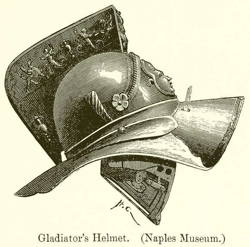 Helma gladiátorů. (Neapolské muzeum) od English School
