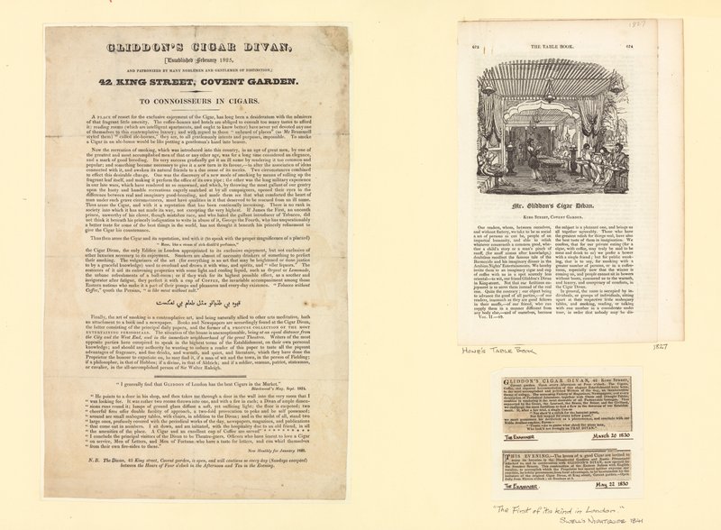 Gliddons Cigar Divan, založená v únoru 1825 od English School