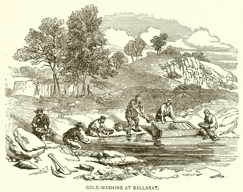 Mytí zlata v Ballarat od English School