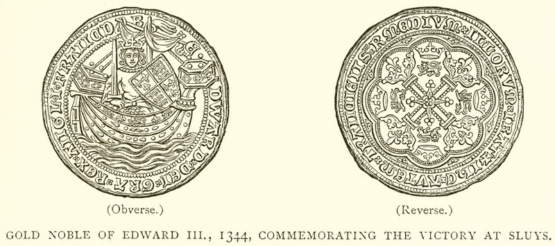 Zlatý šlechtic Edwarda III., 1344, na památku vítězství u Sluys od English School
