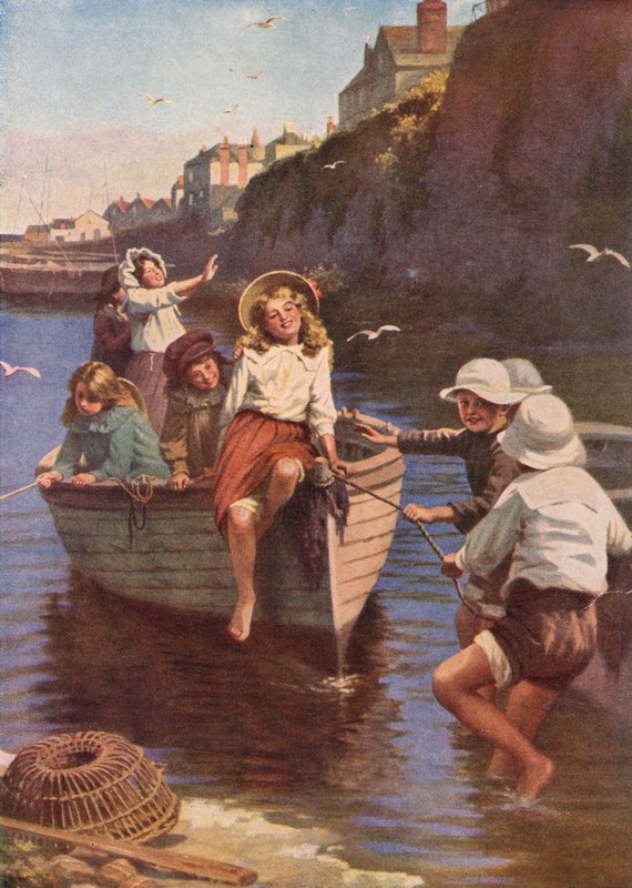 Zlaté hodiny u moře (barevná litografie) od English School