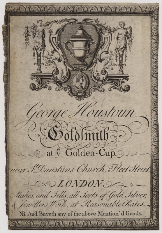 Zlatníci a stříbrníci, George Houstoun, vizitka od English School