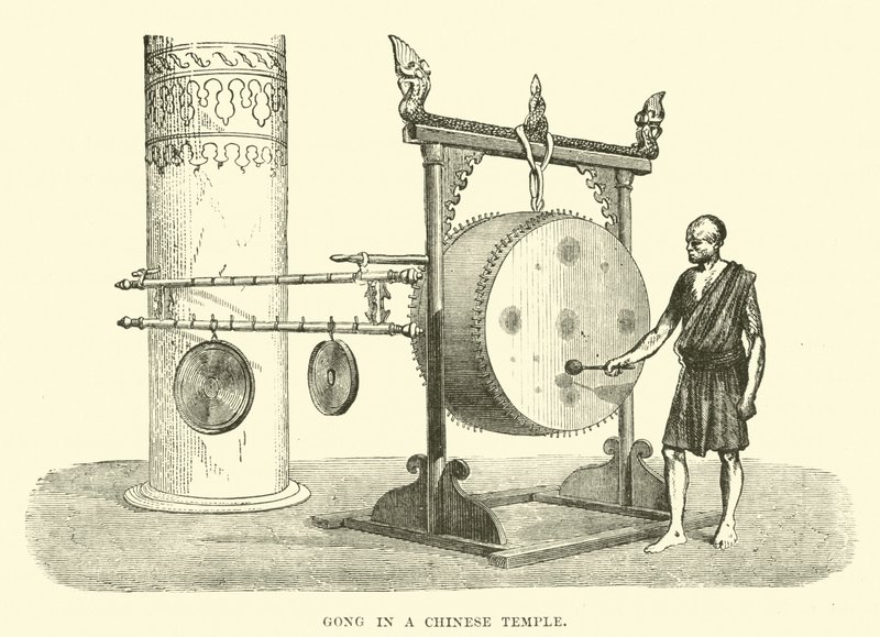 Gong v čínském chrámu od English School
