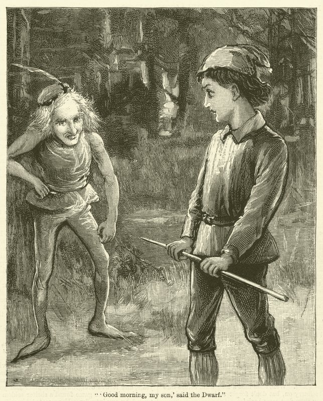 "Dobré ráno, synu," řekl trpaslík" (rytina) od English School