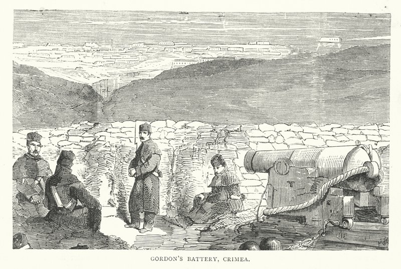 Gordonova baterie, Krym (rytina) od English School