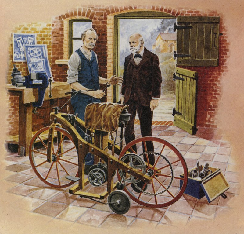 Gottlieb Daimler a jeho přítel Wilhelm Maybach od English School