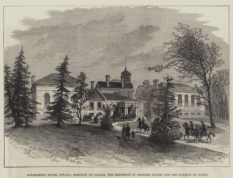 Government House, Ottawa, Dominion of Canada, rezidence princezny Louise a markýze z Lorne (rytina) od English School