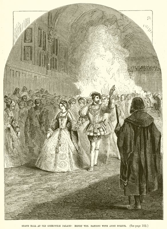 Velký ples ve Starém Greenwichském paláci: Jindřich VIII. tančí s Anne Boleyn od English School