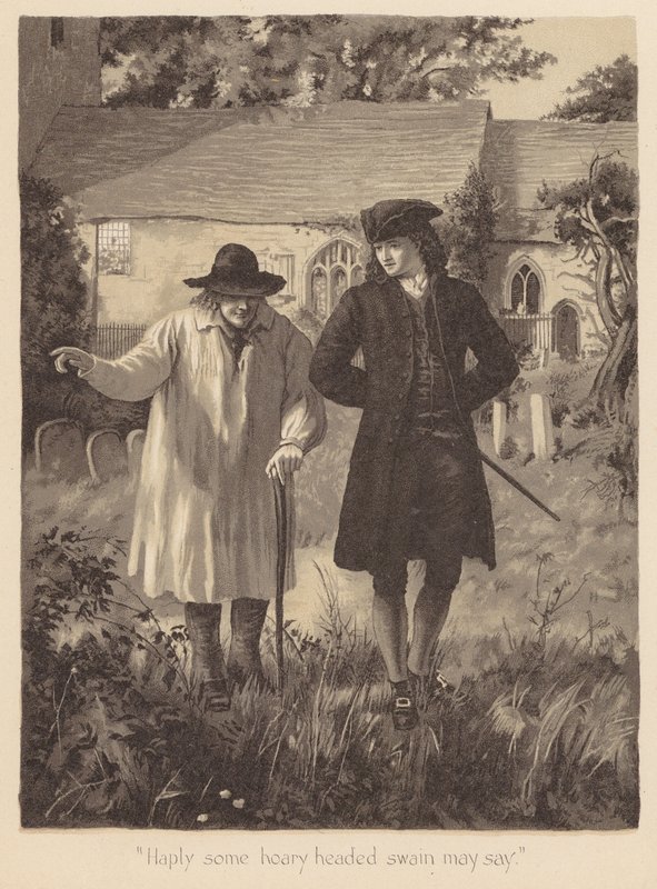 Grayovy elegie: "Haply some hoary headed swain may say" (litografie) od English School