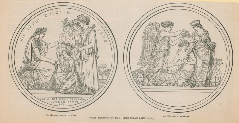 Velká výstava 1851 – Cenné medaile (100 GBP za každou) od English School