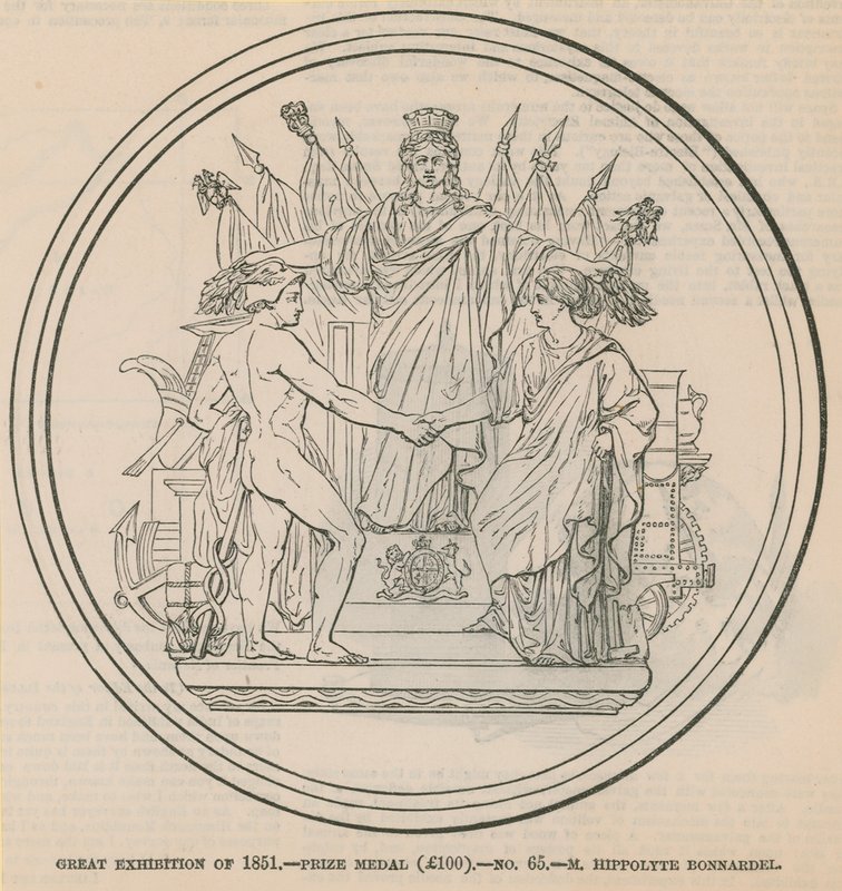 Velká výstava z roku 1851 – medaile (100 liber), udělená M Hippolyte Bonnardelovi od English School