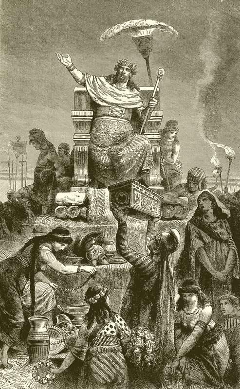 Řecká degenerace.--Croesus na pohřební hromadě od English School