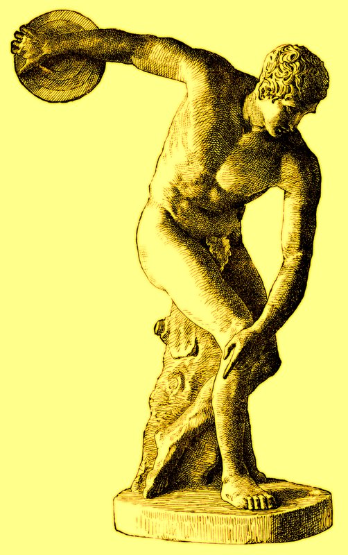 Řecký atlet hází diskem, ilustrace z Cassells Illustrated Universal History od Edwarda Olliera, 1890 (digitálně vylepšený obrázek) od English School