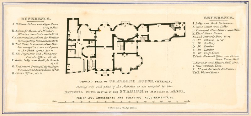 Půdorys Cremorne House, Londýn od English School