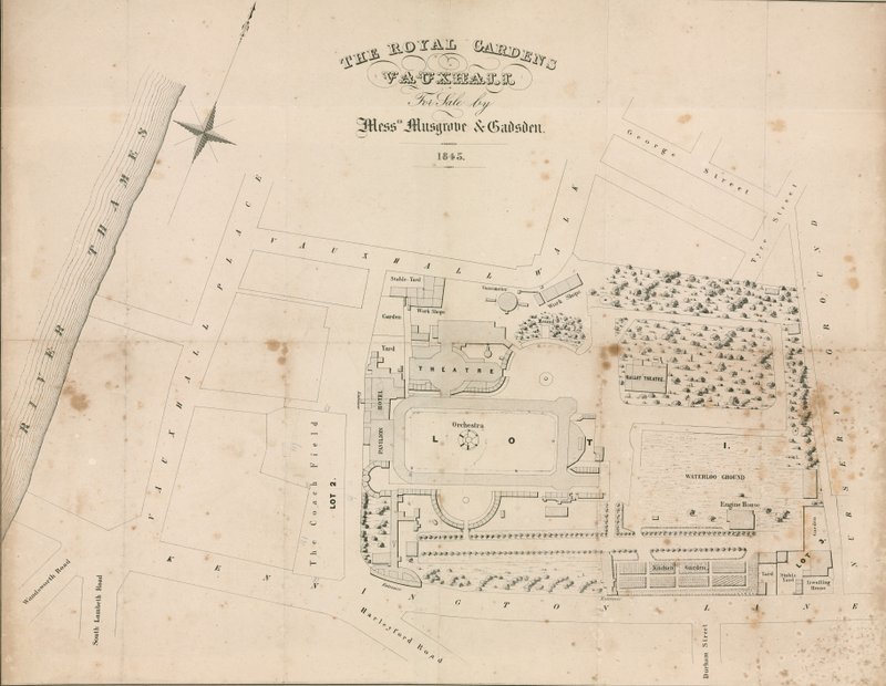 Půdorys Vauxhall Gardens, Londýn od English School
