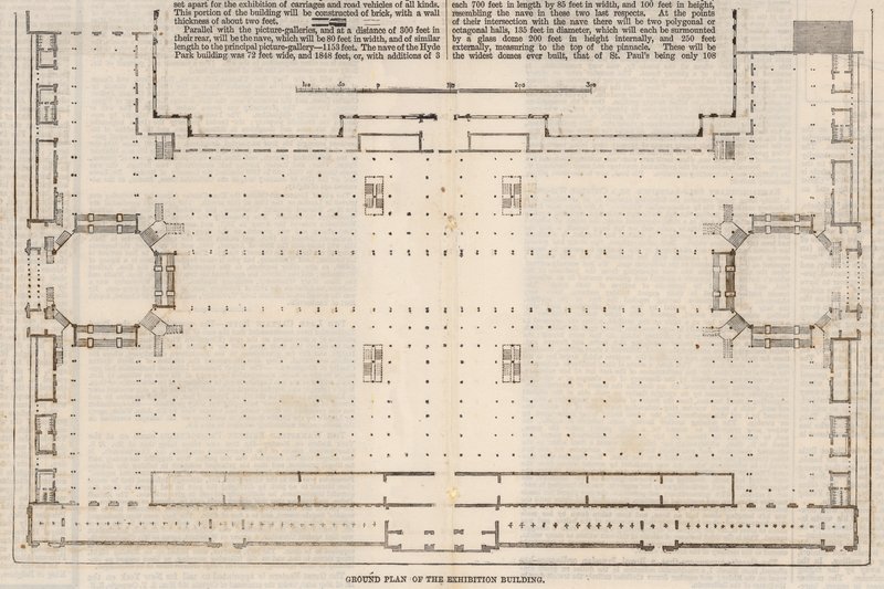 Půdorys budovy Mezinárodního výstaviště z roku 1862 od English School