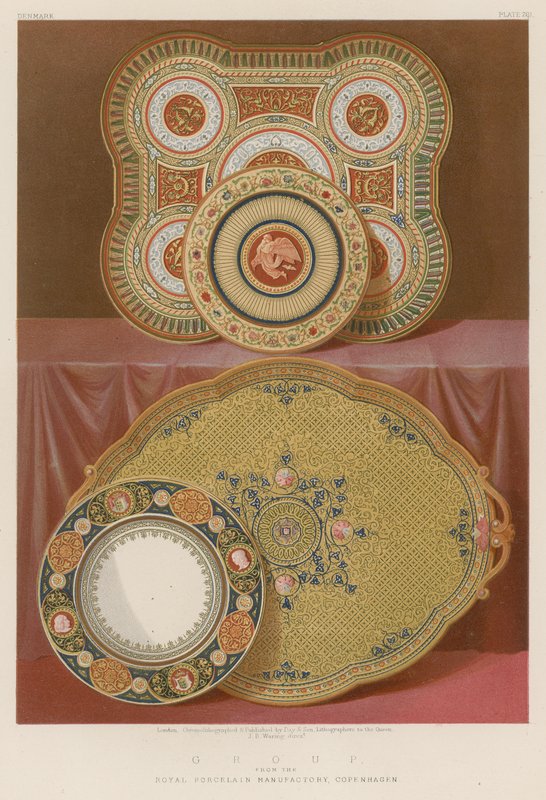 Skupina z The Royal Porcelain Manufactory, Kodaň od English School