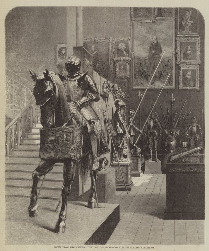 Skupina z Armor Court výstavy Manchester Art-Treasures (rytina) od English School