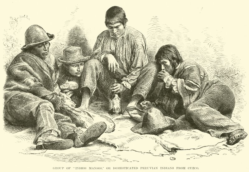 Skupina Indios Mansos neboli domestikovaných peruánských indiánů z Cuzca od English School