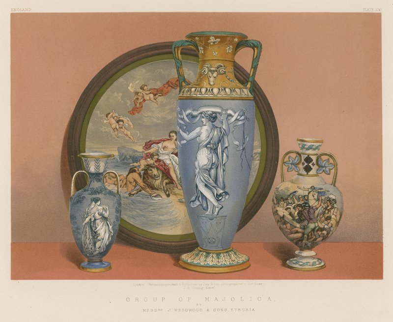 Skupina majoliky od pánů J Wedgwood and Sons, Etruria od English School