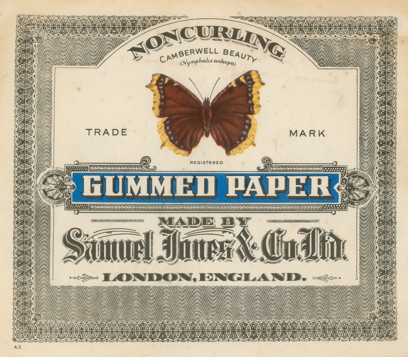 Gumovaný papír, vyrobený společností Samuel Jones & Co Ltd, Londýn od English School