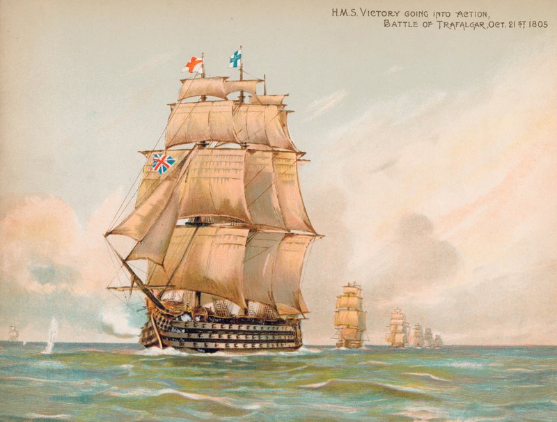 HMS Victory v bitvě u Trafalgaru od English School