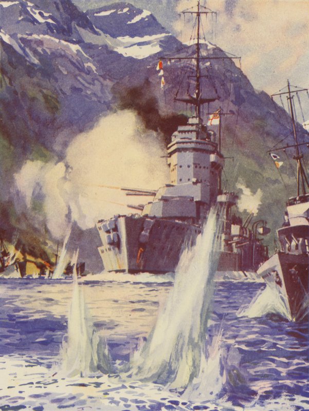 HMS Warspite u pobřeží Norska od English School
