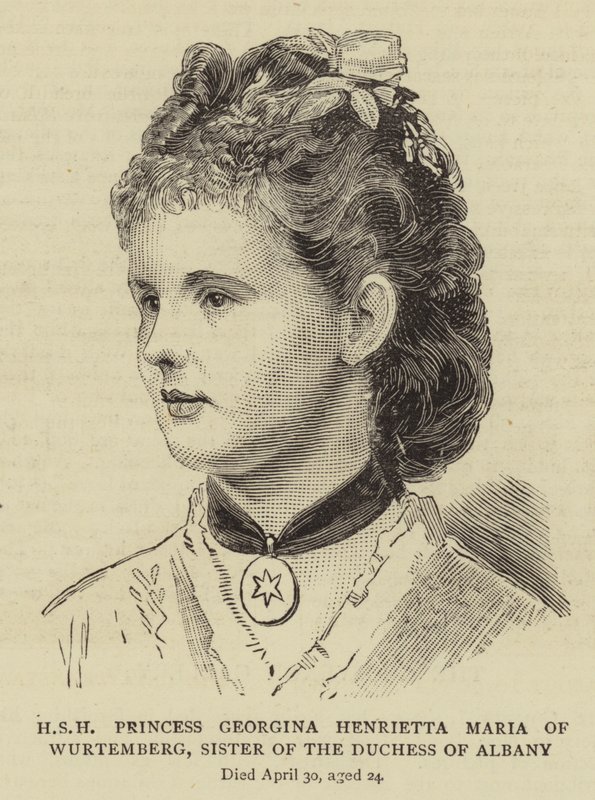 HSH princezna Georgina Henrietta Maria z Würtemberska, sestra vévodkyně z Albany (rytina) od English School