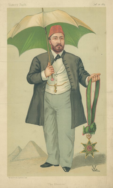 H H Mehemed Tewfik-Pasha, Khedive of Egypt, The Khedive, 20. ledna 1883, karikatura Vanity Fair od English School