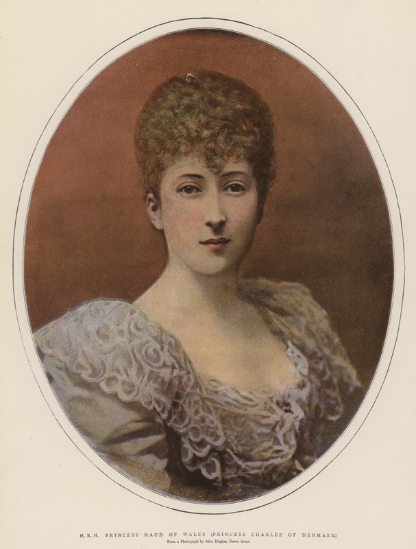 H R H Princezna Maud z Walesu, princezna Charles z Dánska (barevné lito) od English School