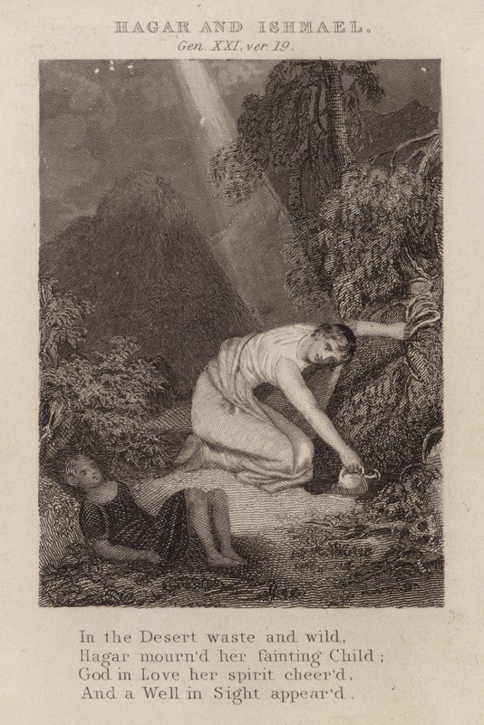 Hagar a Izmael, Genesis XXI, ver 19 (rytina) od English School