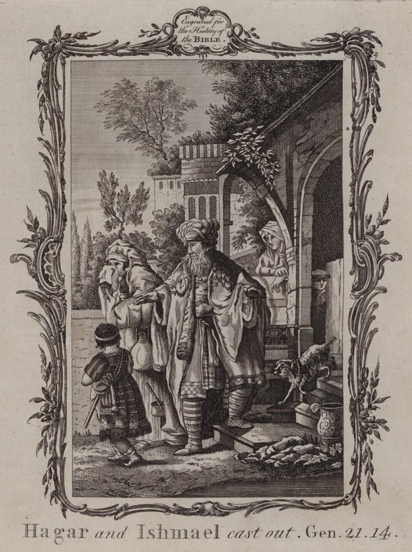 Hagar a Izmael vyhnáni (rytina) od English School