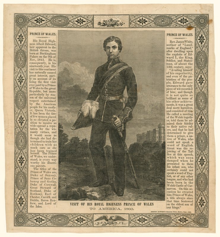 Kapesník připomínající cestu prince z Walesu do Ameriky, 1860 od English School