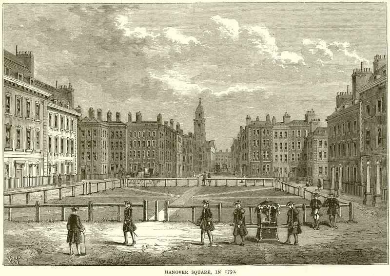 Hannoverské náměstí v roce 1750 od English School