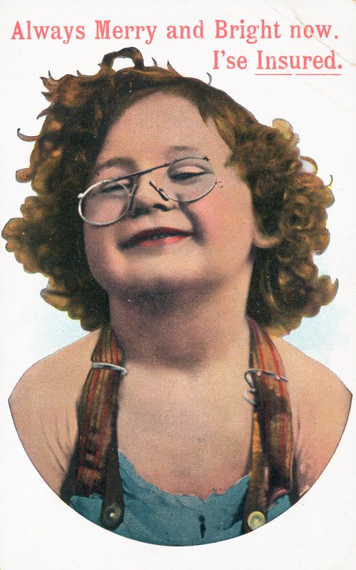 Šťastná dívka, která nosí brýle, vánoční přání od English School