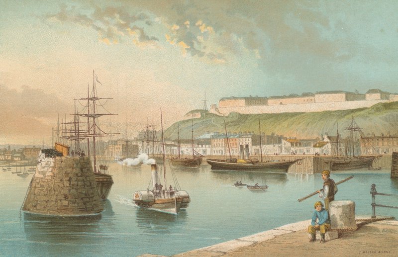 Přístav a Fort Regent, St. Heliers--Jersey od English School