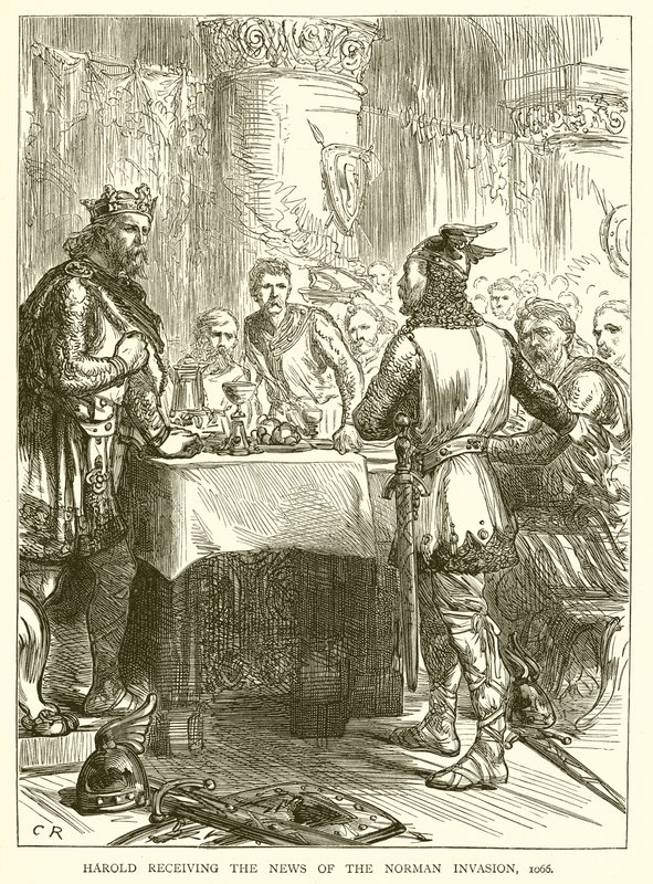 Harold dostává zprávy o normanské invazi, 1066 od English School