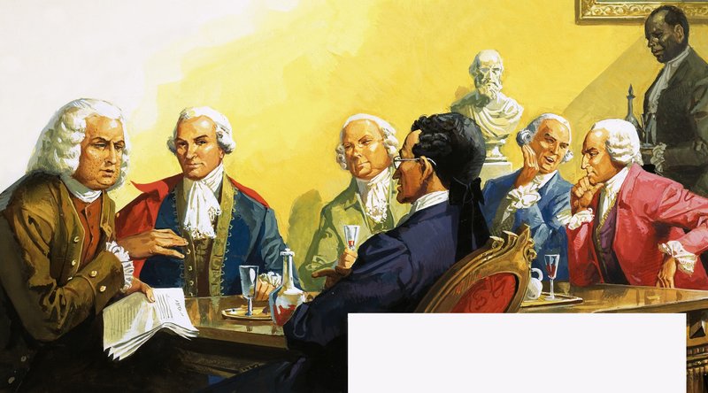Namaloval obraz slovy: James Boswell v Literary Club od English School