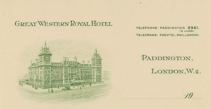 Hlavičkové papíry z hotelu Great Western Royal od English School