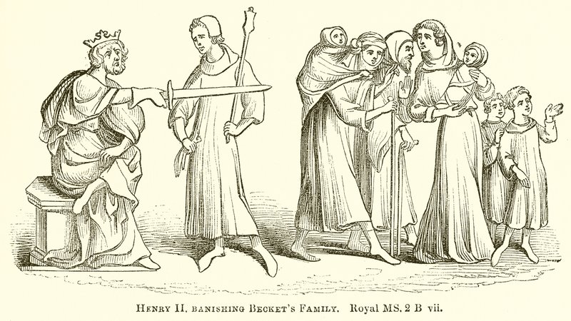 Henry II vyhnání Beckets Family od English School