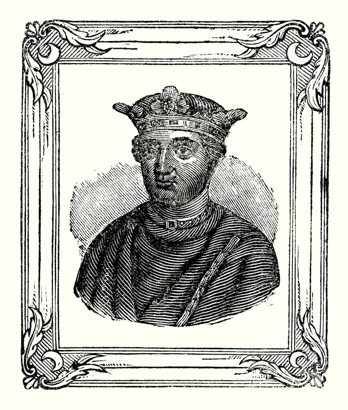 Jindřich II. se narodil roku 1131, korunován byl roku 1154 a zemřel roku 1189 (rytina). od English School