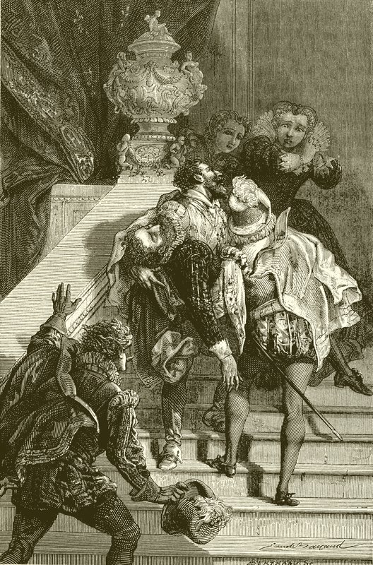 Henry IV zraněn, odvezen do Louvru od English School