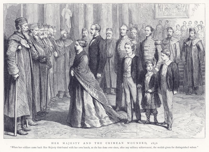 Její Veličenstvo a krymští zranění, 1856 od English School